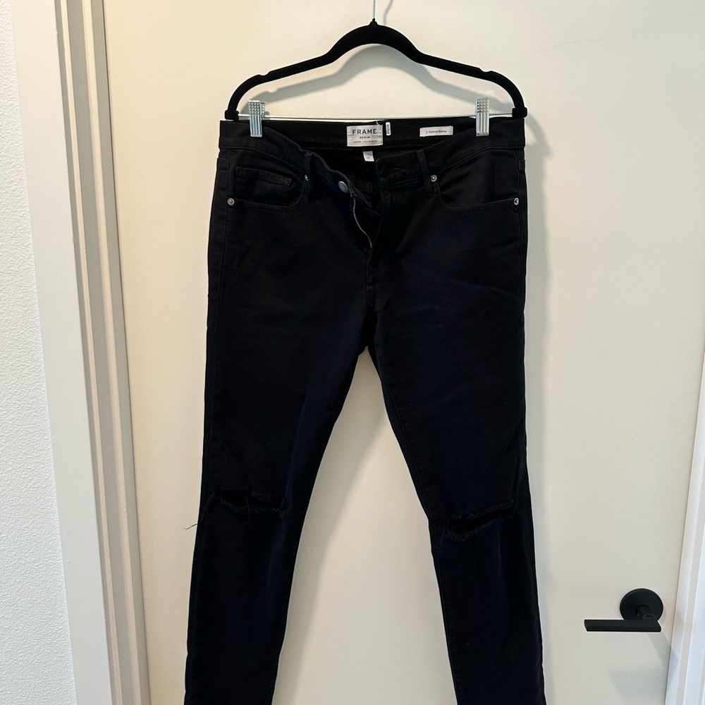 Frame Denim Black Skinny Jeans Sleek Fit
